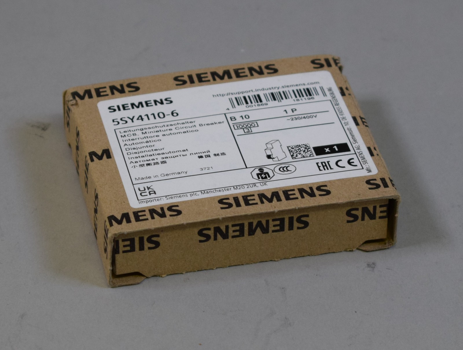 SENTRON 5SY4110-6 Magnetotermico 1P B 10A 10kA AC - Immagine 2