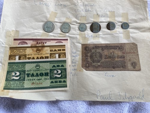 LOT of Bulgaria 1962 coins Stotinka 1 Paper Money and 3 Food Coupons 1966