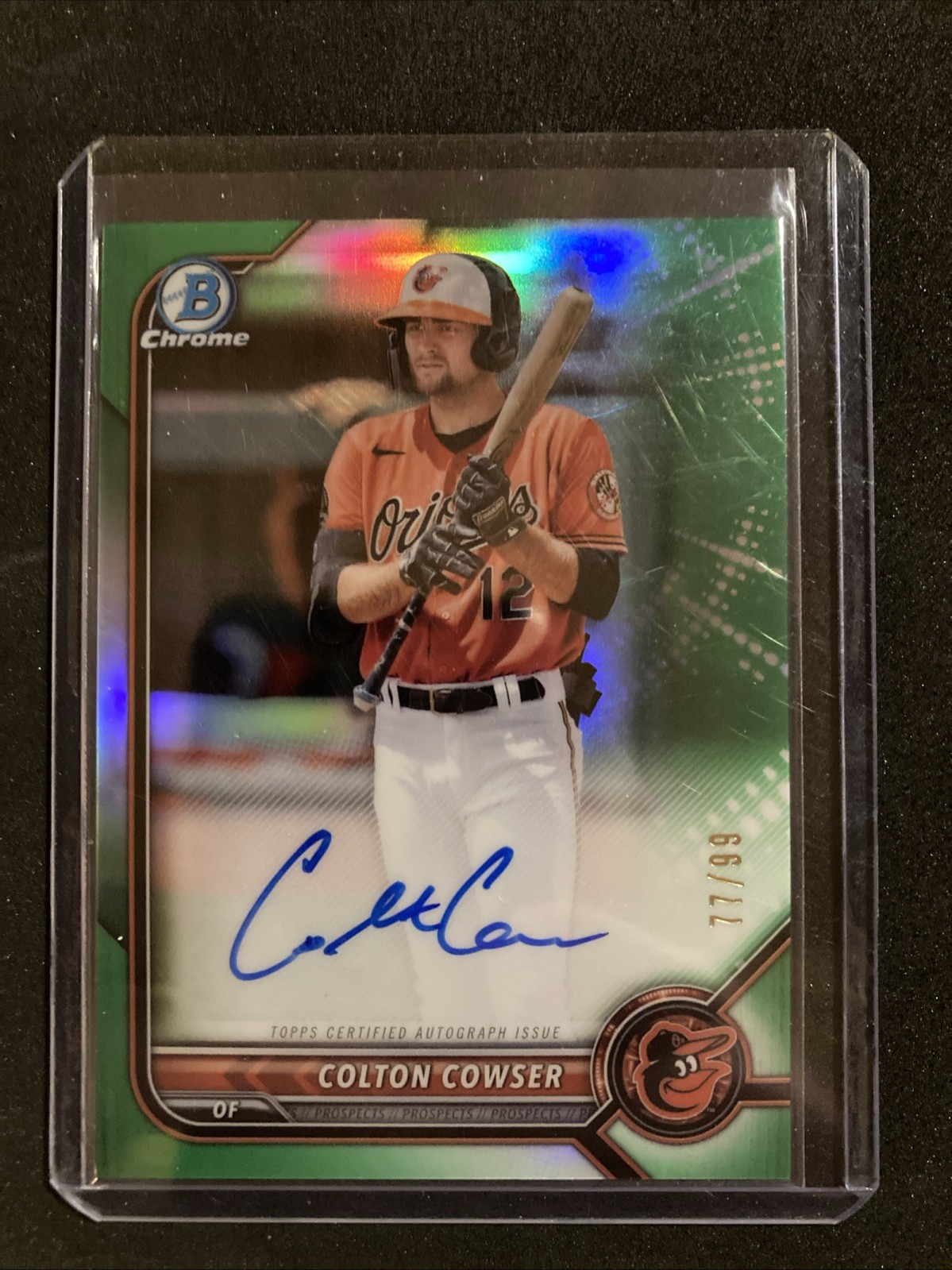 2022 Bowman Chrome Prospect Green Refractor 94/99 Colton Cowser #CPA-CC Auto v9t