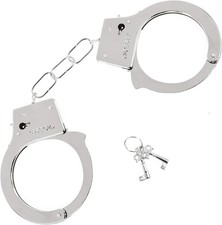 Metal Handcuffs Toy Police Costume Prop Accessories with Keys Safety Release