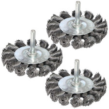 3PCS 3 Inch Knotted Wire Wheel Brushes Kit for Drill with 1/4-Inch Shank,Twist B