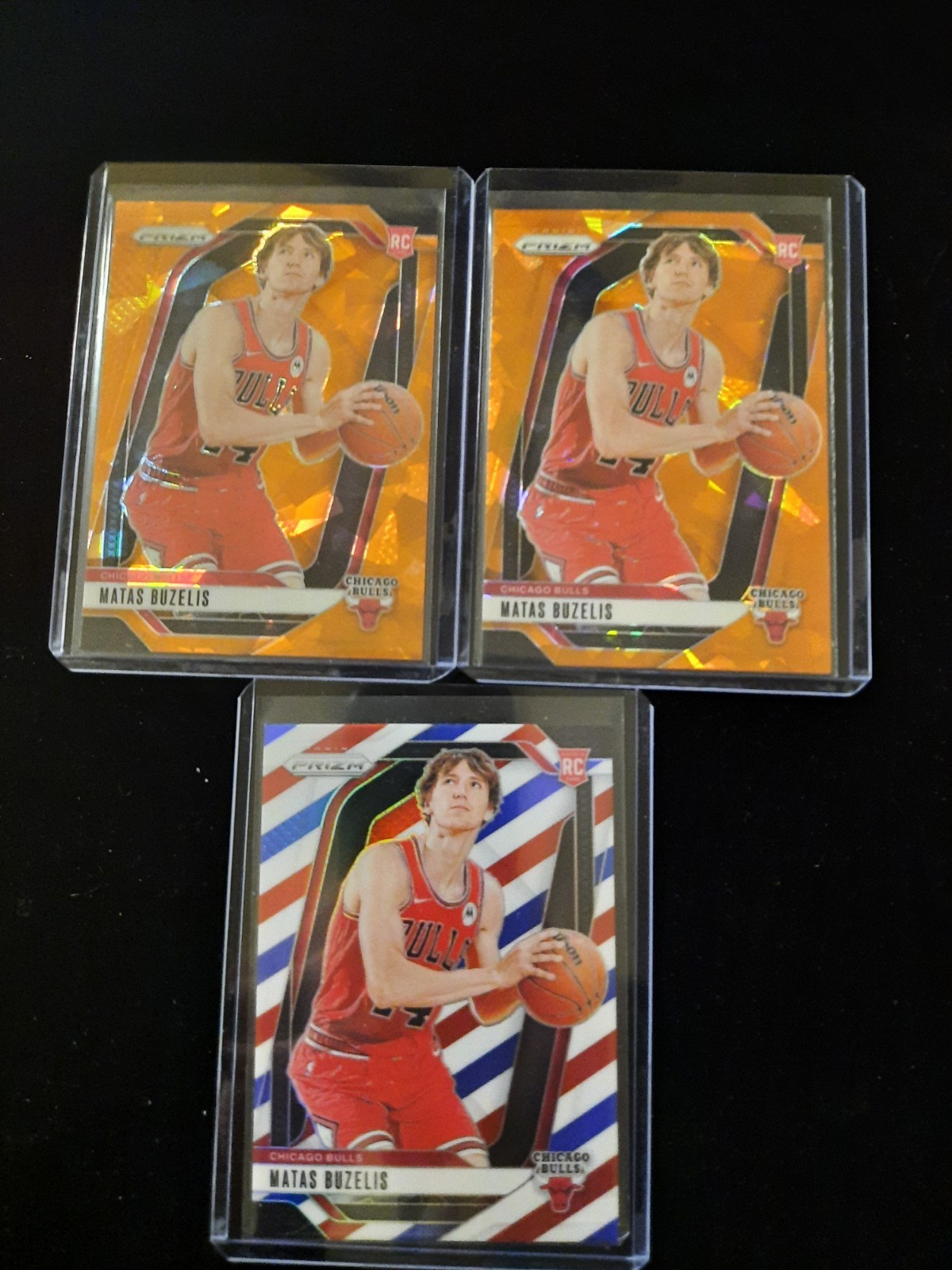 2024-25 Panini Prizm Matas Buzelis #252 × 3 (2 Orange Ice & 1 R/W/B)