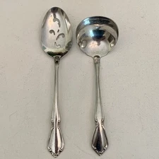 Oneida Craft Stainless Steel CHATEAU 2 Piece Serving Slotted Spoon Ladle Deluxe