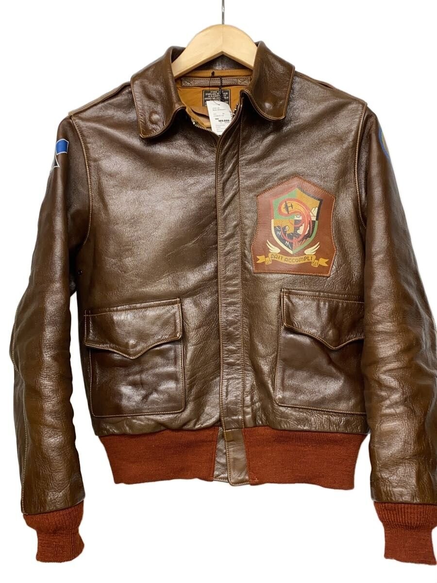 Buzz Rickson S A-2/Color01//Red Rib/Flight Jacket/36/Leather/Brw/Br80608