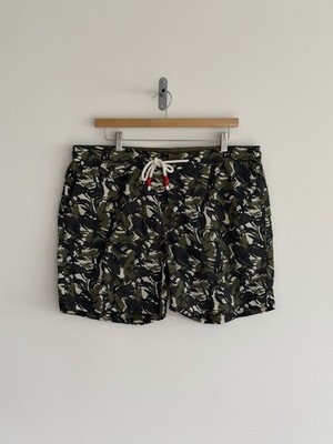Orlebar braune Badeshorts mit Gummizug Standard Kordelzug grün Tarnmuster 38 2XL