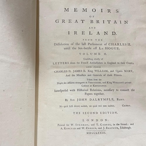 Mémoires de Grande-Bretagne et d'Irlande la deuxième édition outlet Sir John Dalrymple