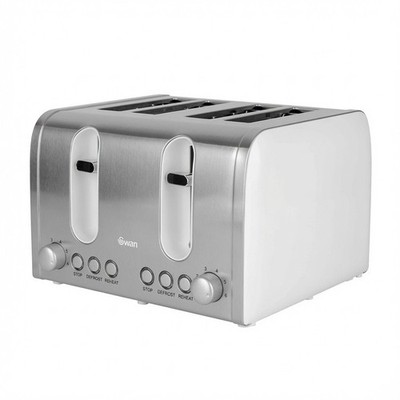 Swan 4-Scheiben-Toaster - Elegance Range Edelstahl in glänzender weißer Oberfläche