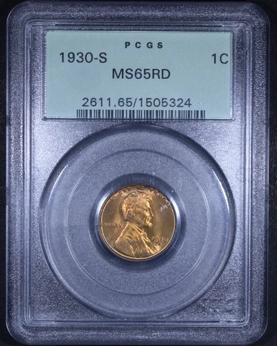1930-S Lincoln Wheat Cent - 1c PCGS MS65 RD - Red  - OGH - Old Green Holder!