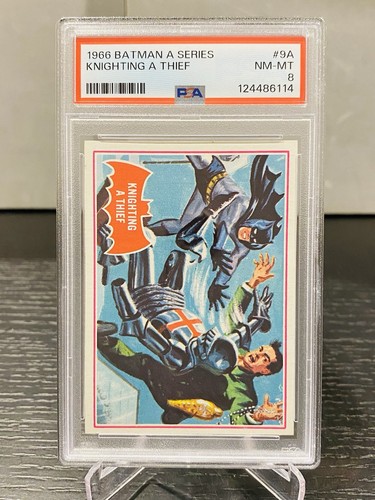 1966 Topps Batman Red Bat #9A Knighting a Thief — PSA 8