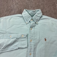 Ralph Lauren Oxford Shirt Men S Blue OCBD Classic Fit Long Sleeve 42" Solid b004