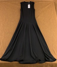 Mango Womens 4 Black Stretch Sleeveless Pleated Zip Back A-Line Maxi Dress NWT