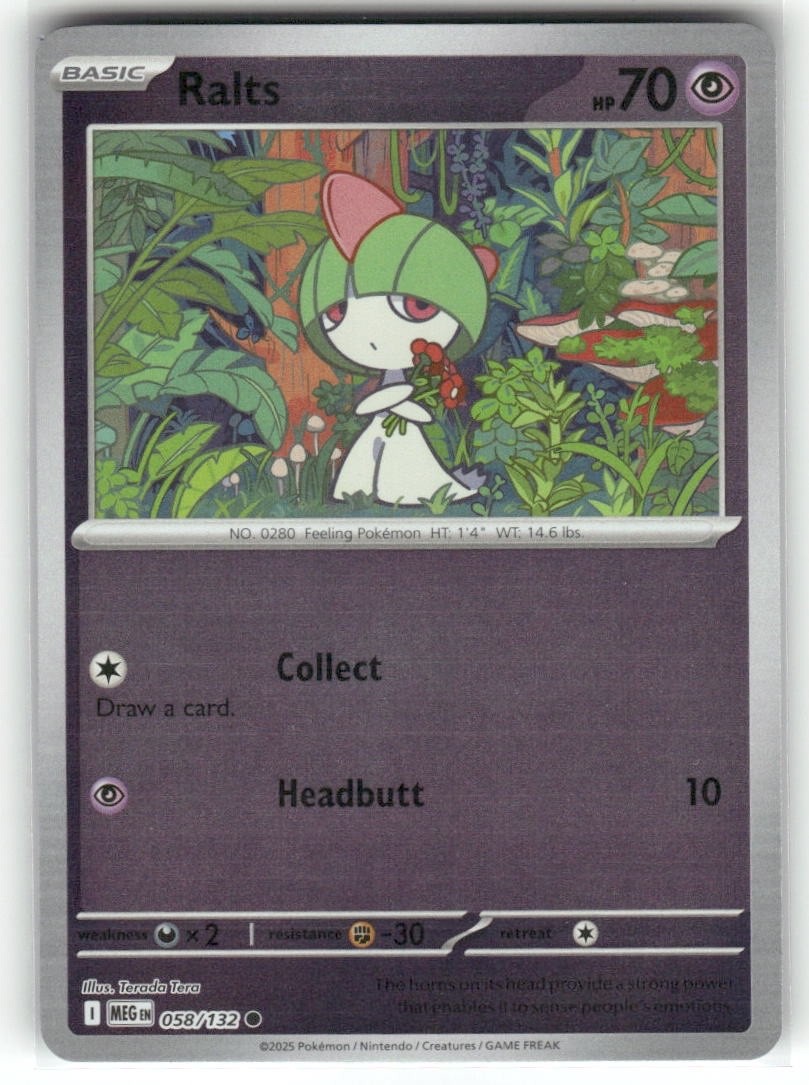 Ralts 058/132 Reverse Holo Mega Evolution Pokemon TCG