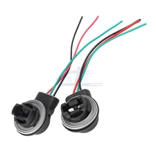 2pc 3157 4157 Bulb Socket Pig Tail Harness Wire Plug For Turn Signal Brake Light