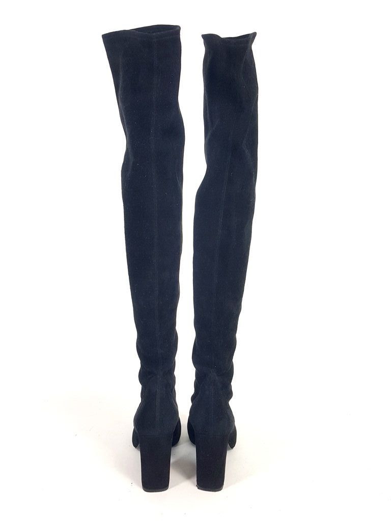 Stivali sopra il ginocchio Saint Laurent neri scamosciati elasticizzati OTK taglia 38 1 2