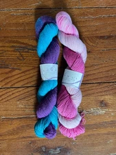 Lot 2 Lorna's Laces Shepherd Sock Yarn 507 Flamingo 702 Fresh Stripe Superfine