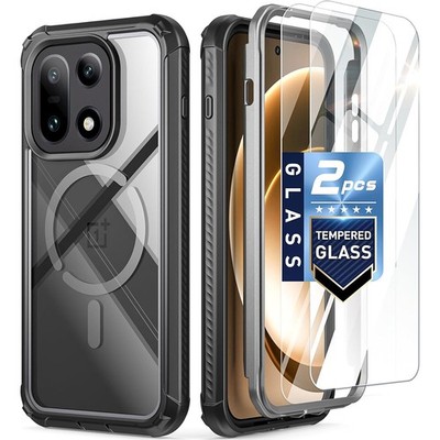 For OnePlus 15 5G Case Poetic With 2 Tempered Glass Magsafe Clear Cover Black