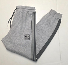 ADIDAS Sweatpants with Pockets Striped Jogger MEN MEDIUM M Gray Sweat Pants Gym