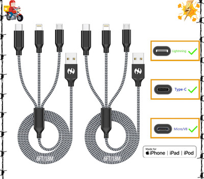 Multi Charging Cable 6ft 2Pack 3 in 1 Charger Cord, Multiple Rapid Nylon Braided