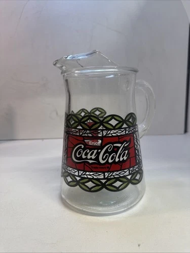 Vintage Coca Cola - Coke Glass Soda Pitcher Large Tiffany Style Stained Glass