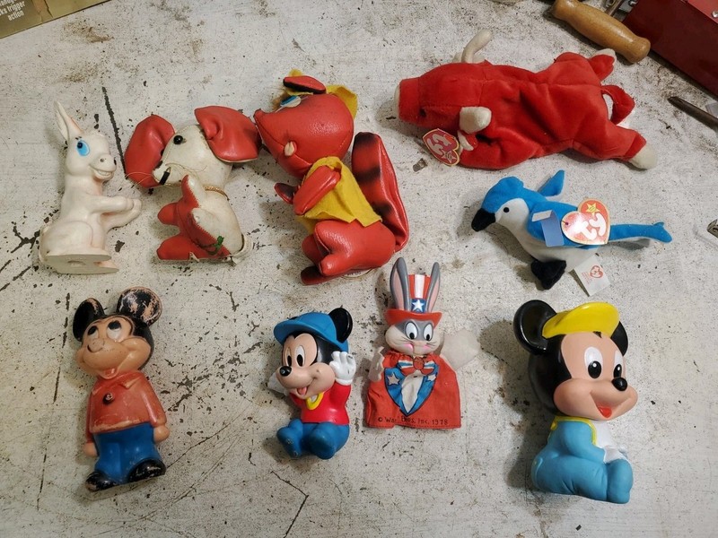 Vintage 1960 70s Vinyl Disney Figure Lot Mickey Mouse Bugs Bunny Ty Excelsior