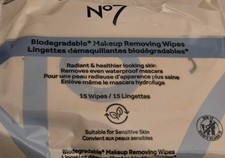 Pack de 15 toallitas limpiadoras biodegradables Nº7 - Elimina el maquillaje impermeable - Nuevas