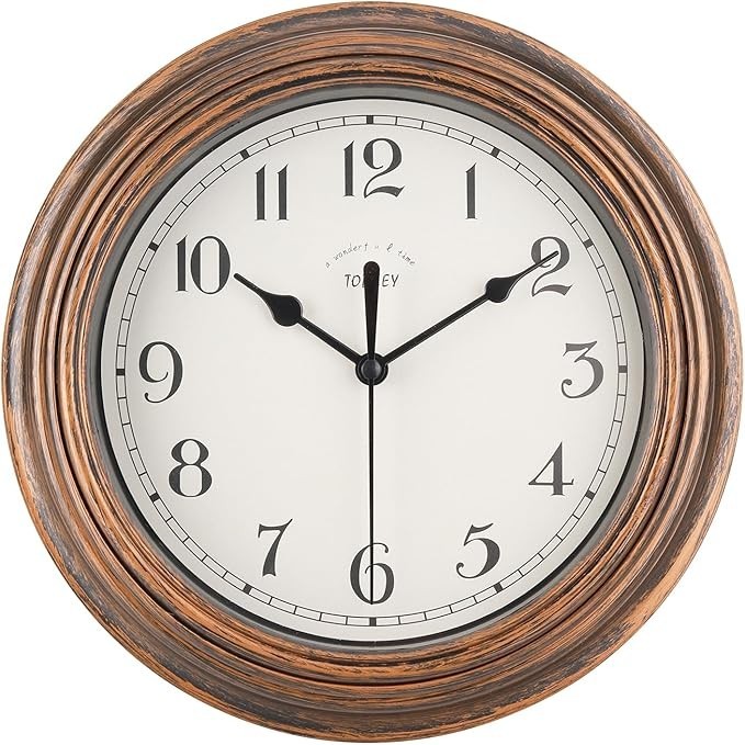 Silent Wall Clock Kitchen 9 Inch Retro Non-Ticking Decorative Bedroom Office ...