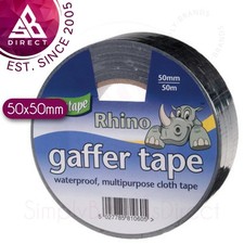 Ultratape Rhino 50m x 50mm Black Cloth Tape│Gaffer Gaffa Duck Duct Waterproof 0.19 per metre