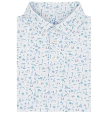    HOT Rhoback The Lowcountry Golf Polo - Potomac Blue Print Quick-Dry, Size XL