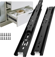 Black Heavy Duty Drawer Slides 12 Inch 1 Pair Side Mount 100LB
