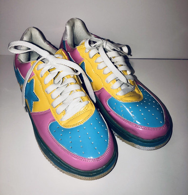 BAPE STA FS-001 Patent Leather Sneaker Cotton Candy A Bathing Ape US Sz 6 Exc!