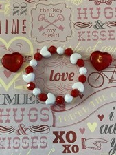 Valentine Heart Beaded Bracelet Girls Kids Jewelry Handmade Valentine Gifts