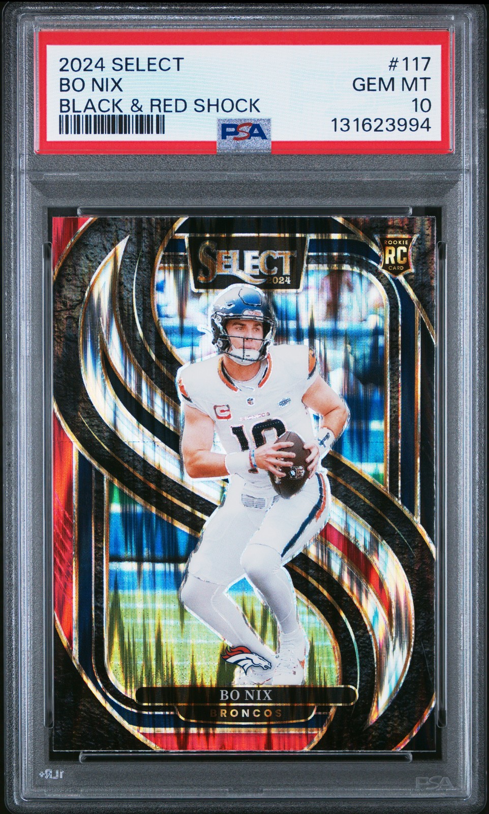 2024 Panini Select #117 Bo Nix Black & Red Prizm Shock RC PSA 10