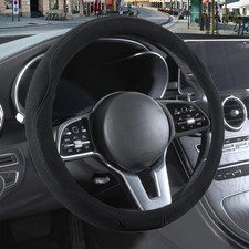 Black Suede Steering Wheel Cover Small 13.5 Inch To 14 Inch Black Suede Steering Wheel Cover Small 13.5 Inch To 14 Inch