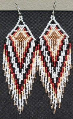 Handcrafted Native Style Beaded Earrings With Hook Style Hardware