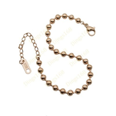 Genuine 18K Rose Gold Filled Nickel/Lead-Free 6''/8'' inch 4mm Bead Chain Bracelet