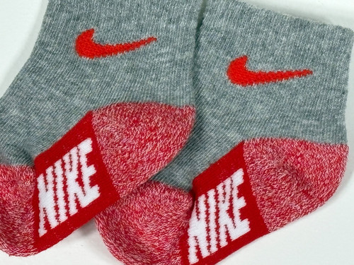 Nike Infant Socks 12-18M Gray Red Logo Booties Soft Stretch Baby Comfort Wear