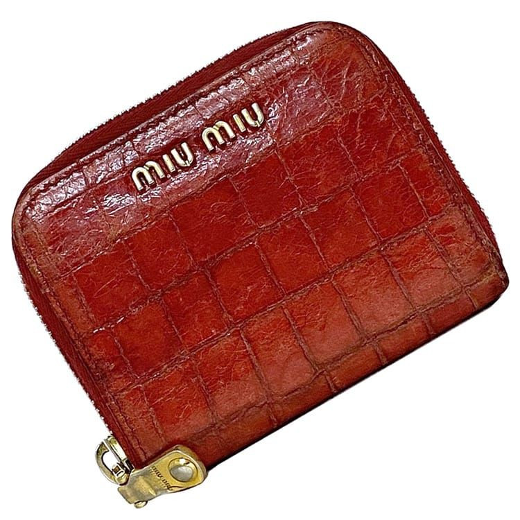miumiu 確認用 Miumiu Coin Case Ec-22044 Red Purse Leather 197A Miu Vintagezipper