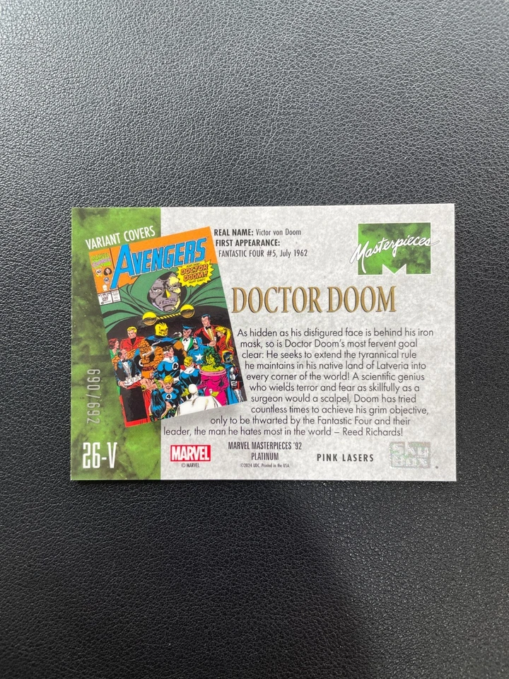 2024 Marvel Masterpieces'92 Platinum Doctor Doom Pink Lasers 690/692 BJQM - Image 2 of 4