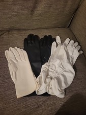Lot Of 3 Vtg Long Gloves Black White Ivory Womens Size B Fashion Dress Up Formal