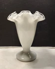 VINTAGE FENTON Milk White SILVERCREST Crimped  6 1/2" Vase