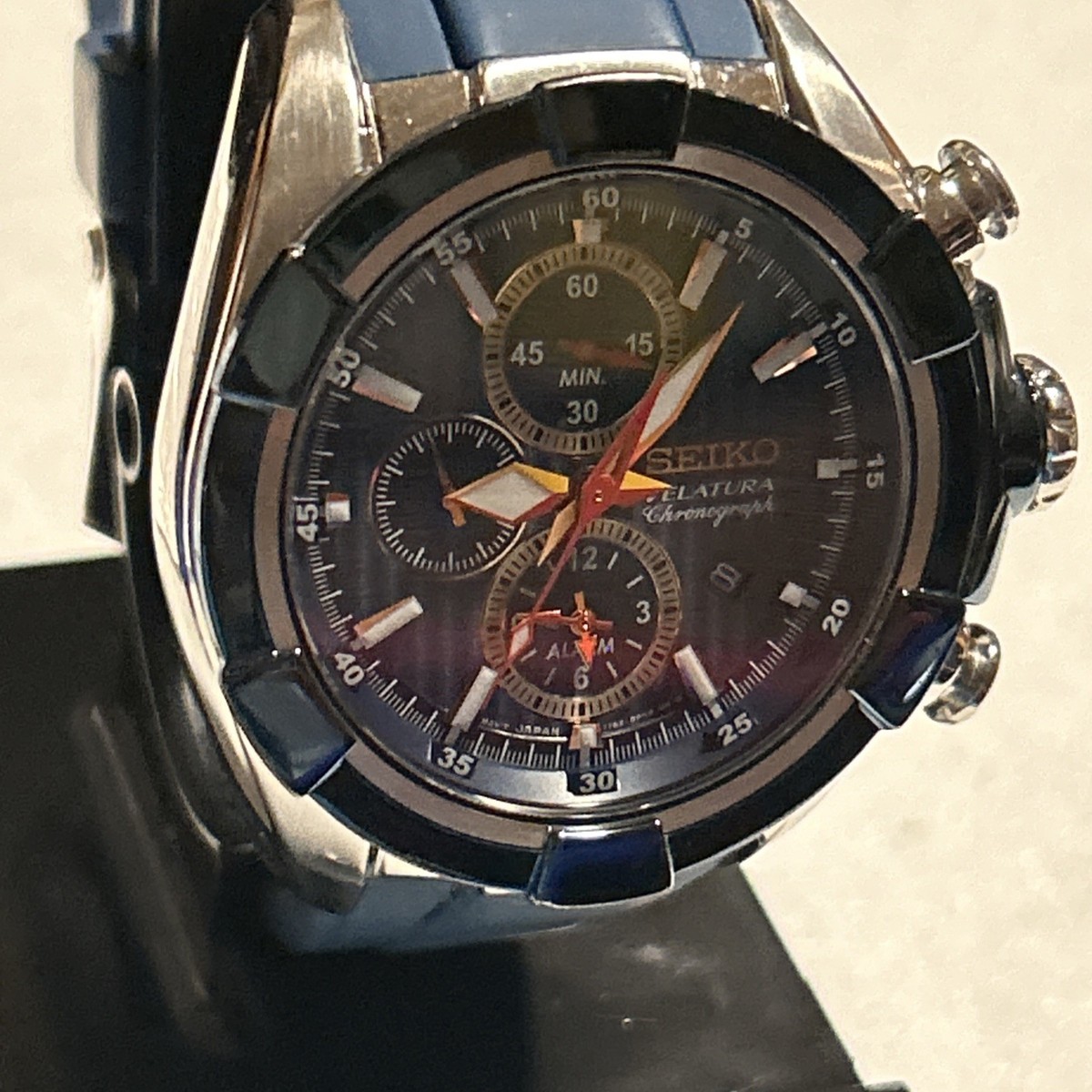 Rare SEIKO Velatura Chronograph Quartz Blue Dial 45mm Sapphire