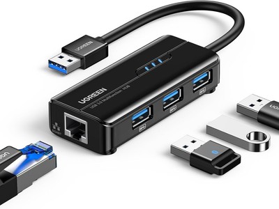 UGREEN USB 3.0 Hub Ethernet Adapter 10 100 1000 Gigabit Network Converter