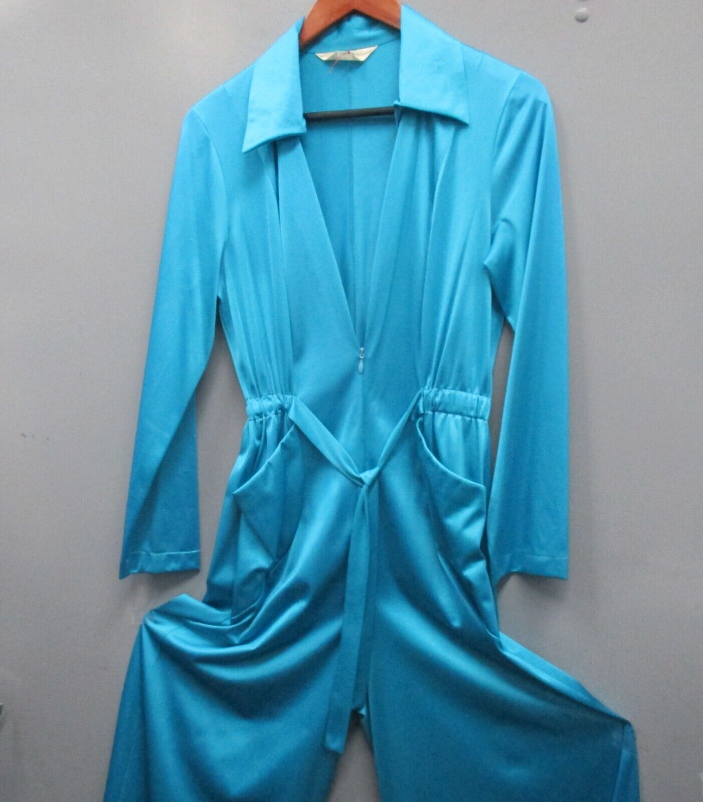 Vintage Vanity Fair Jump Suit Dress Size 12 Blue … - image 4