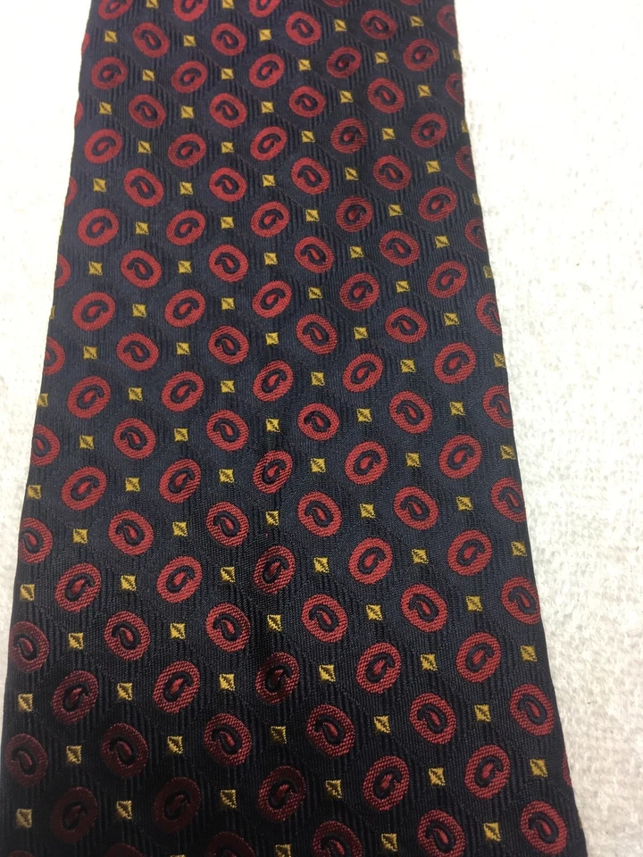 LANDS END CORBATA HOMBRE NEGRA CON ROJO Y DORADO 4 X 62 EXTRA LARGA Foto 3 de 4