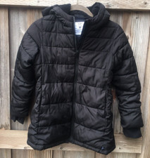 Gap Kids Puffer Winter Jacket Cold ControlMax Black Hooded Pockets Zip Size M