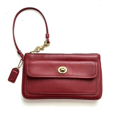 Coach Legacy Classic Red Turn-lock Leather Wristlet wallet | eBay