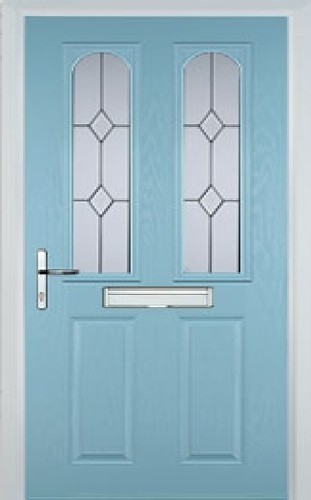 2 Panel 2 Arch Classic Composite Front Door in Duck Egg Blue Various sizes