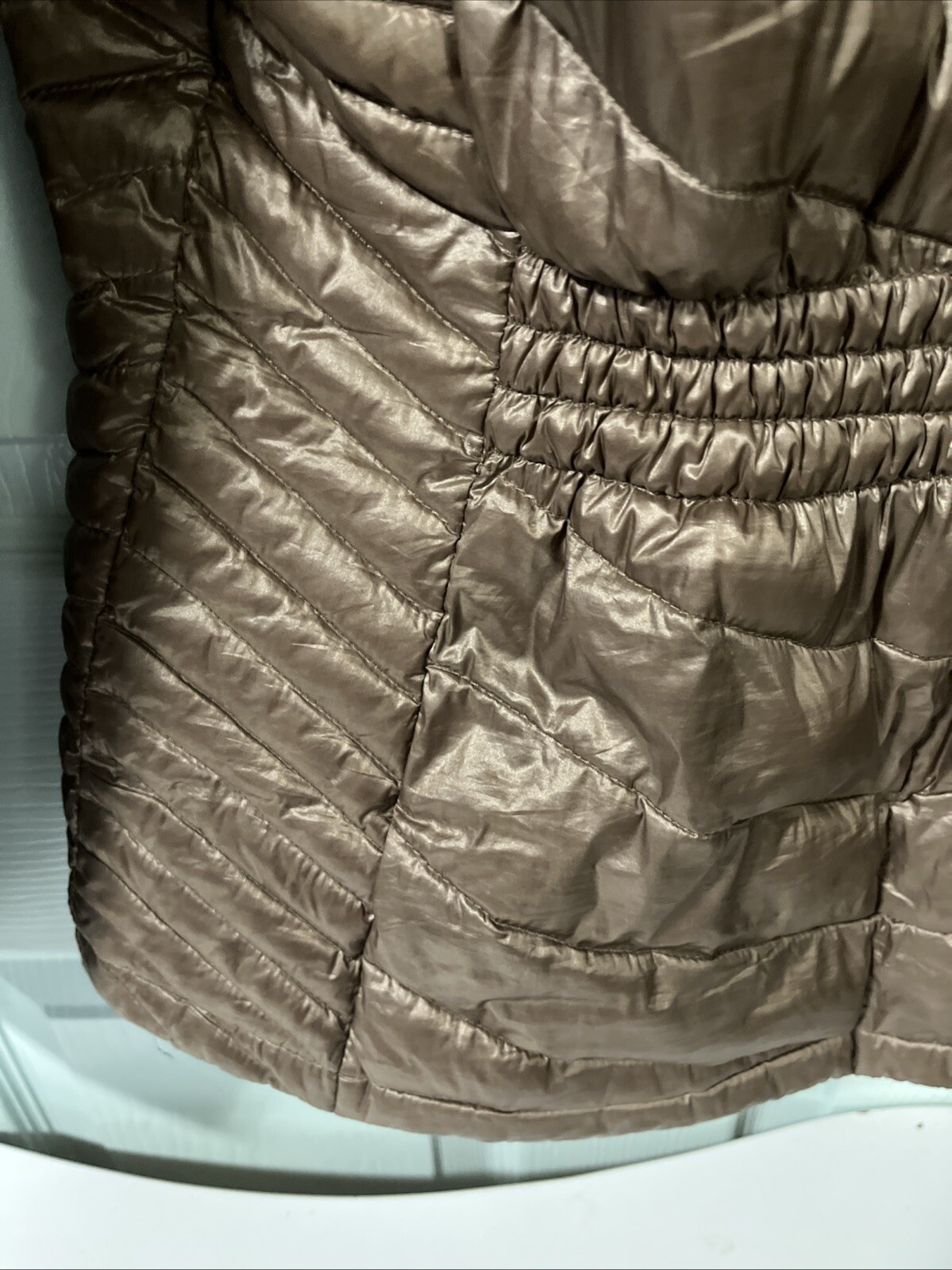 Calvin Klein Packable Lightweight Premium Down Women’s Hooded Jacket Sz. S Brown thumbnail 19