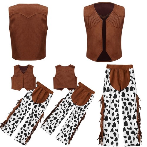 Kids Cowgirl Cowboy Jacket And Pants Workout Boy's Waistcoat With Pants Cosplay - Picture 5 of 29