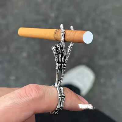 cigarette holder ebay Vintage Skull Hand Clip Cigarette Ring, Finger Clip Cigarette Holder